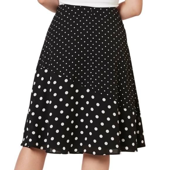 Review Size 14 Monochrome Polka Dot A line Skirt - Picture 3 of 12
